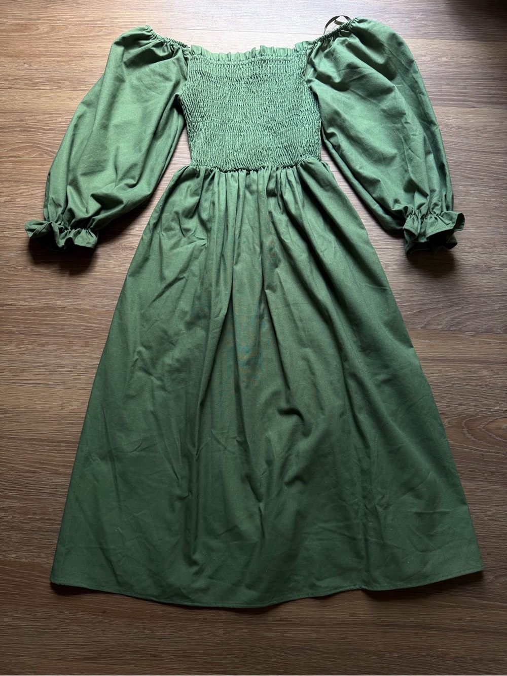 She+sky Olive Green Smocked Top — Small